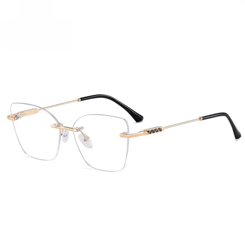Lzabella Fashion Cat Eye Rimless Glasses Frame High Quality Exquisite Butterfly Ladies Trend Optical Prescription Eyewear 91392