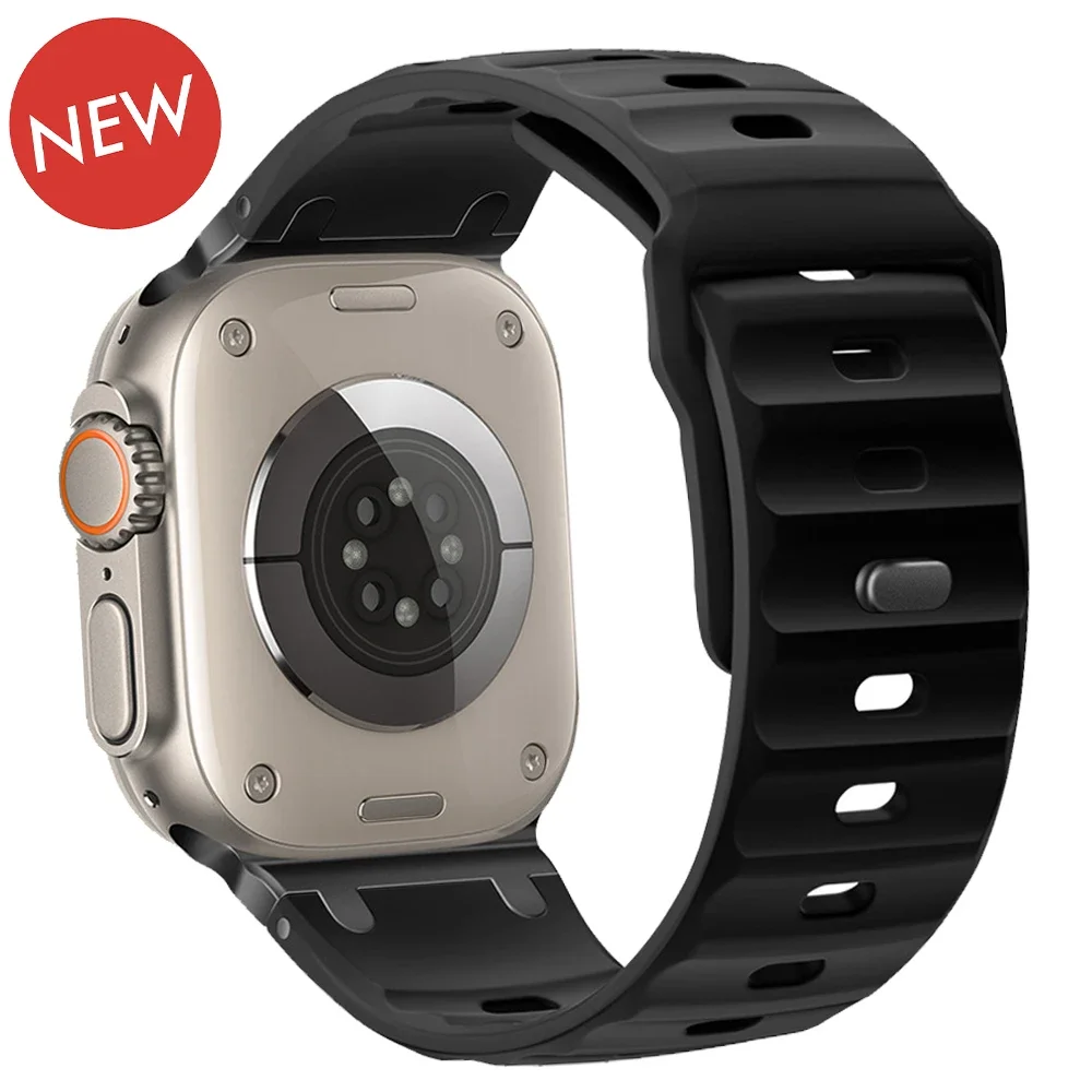 

Silicone Sports Band for Apple Watch Ultra 2/1 Band 49mm 42mm 49mm 44mm 45mm Rubber Correa Strap Iwatch Series 9 8 7 3 5 6 4 SE