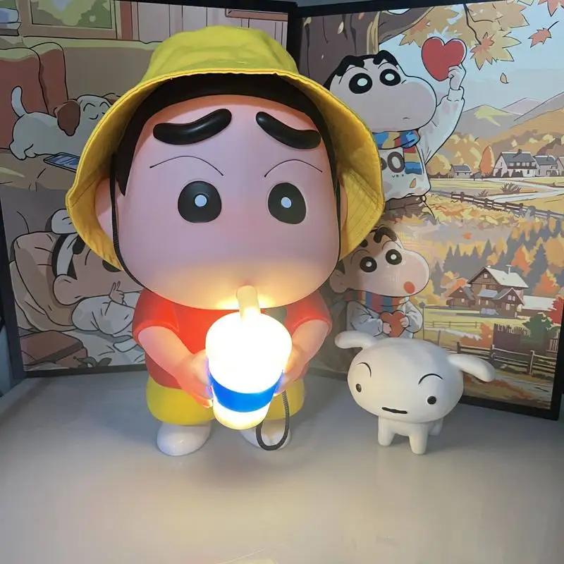 

35cm Crayon Shin-Chan Boba Tea Night Light Anime Figurine Ins Style Tap Night Light Desktop Decor Ornament Gift For Men Women