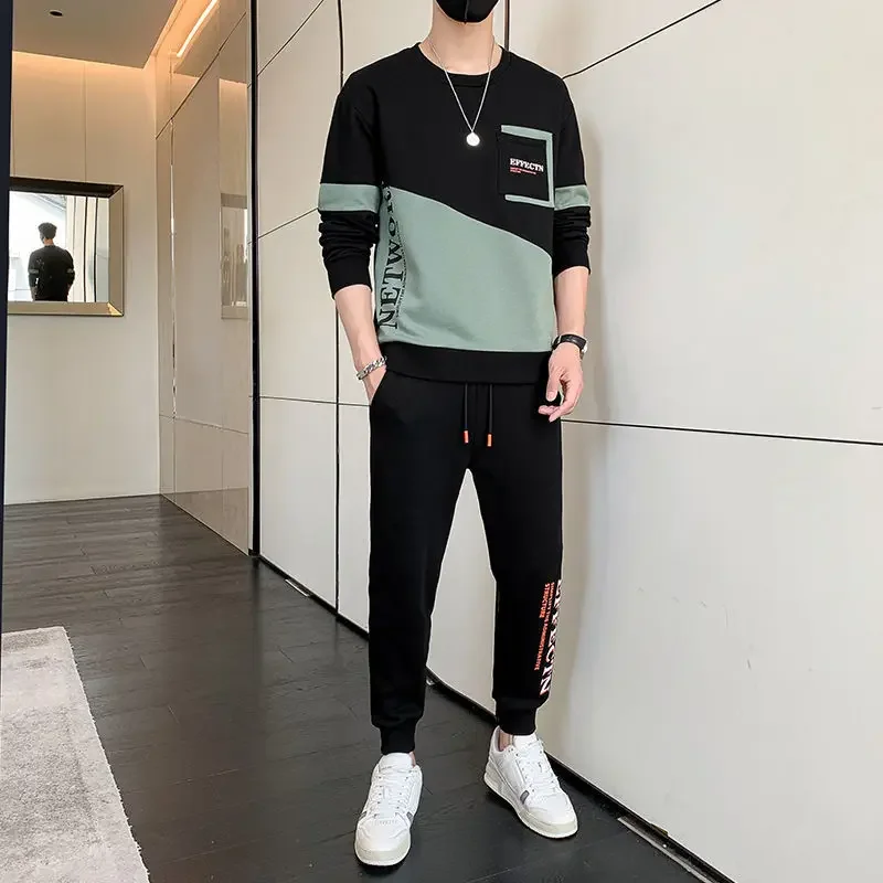 Sports Suits Sweatpants Pants Sets Black Men's Clothing Sportswear Tracksuit Alphabet T Shirt Man Offer Comfortable Top Casual