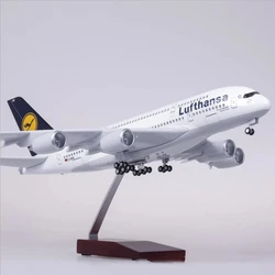 1/160 Scale 50.5 Cm Airline Airbus 380 A380 Lufthansa Aircraft Model LED Light for Collection and Decoration (Touch or Sound Con