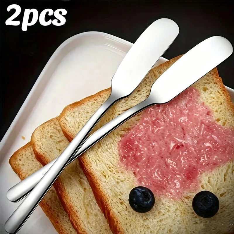 2Pcs stainless steel butter spatula multifunctional jam cheese spatula breakfast toast