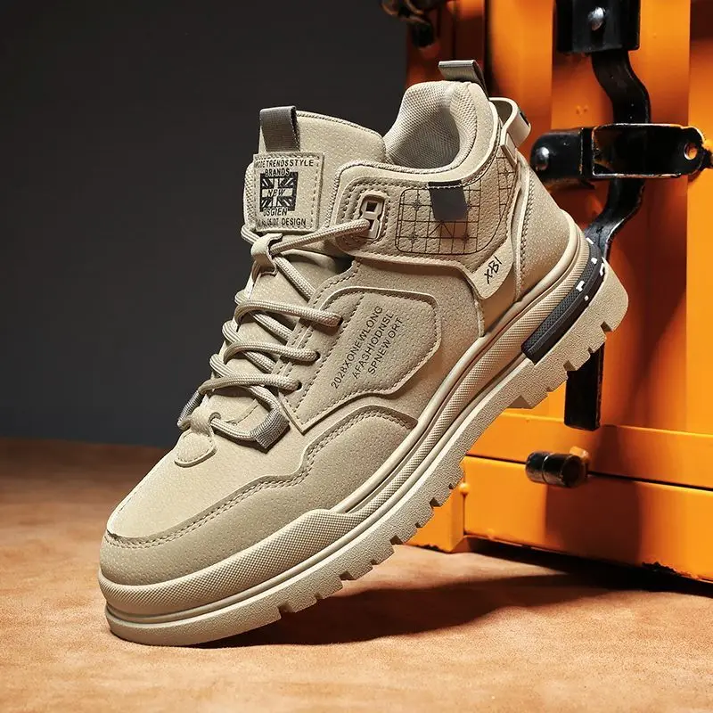Spring Autumn Booties Boots for Men Lace Up Hiking Platform Outdoor Man Shoes New Comfortable Footwear Size 44 Low Price Retro