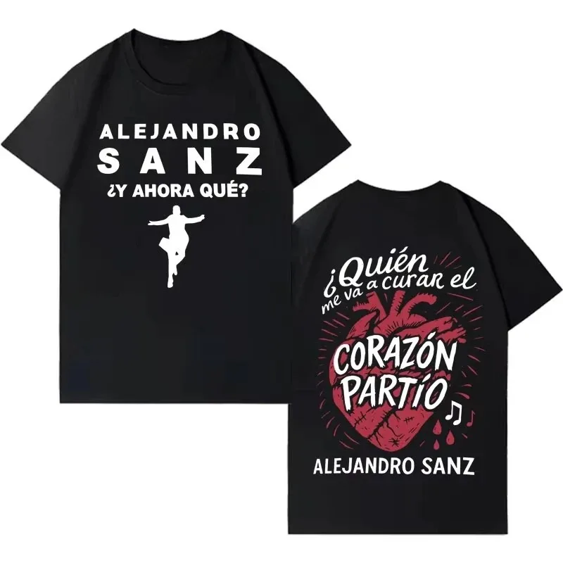 Singer Alejandro Sanz 2026 Fashion Printed Short Sleeve T-Shirt Unisex Hip Hop Punk Casual Y2K pure Cotton Clothing Fan Gift