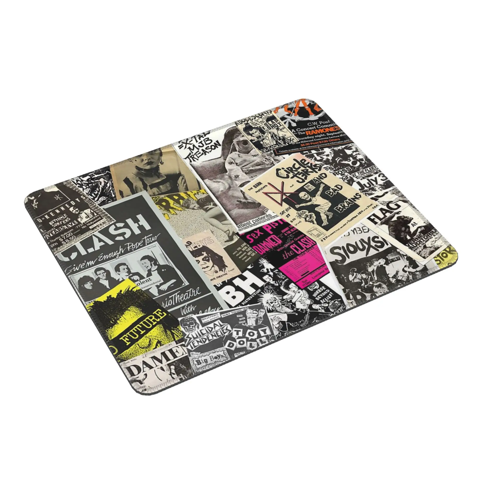 Punk Rock Music Flyers Collage Mouse Pad Computer Keyboard Mouse Mat Gaming PC Laptop Desk Mat Office Accessories Table Mats