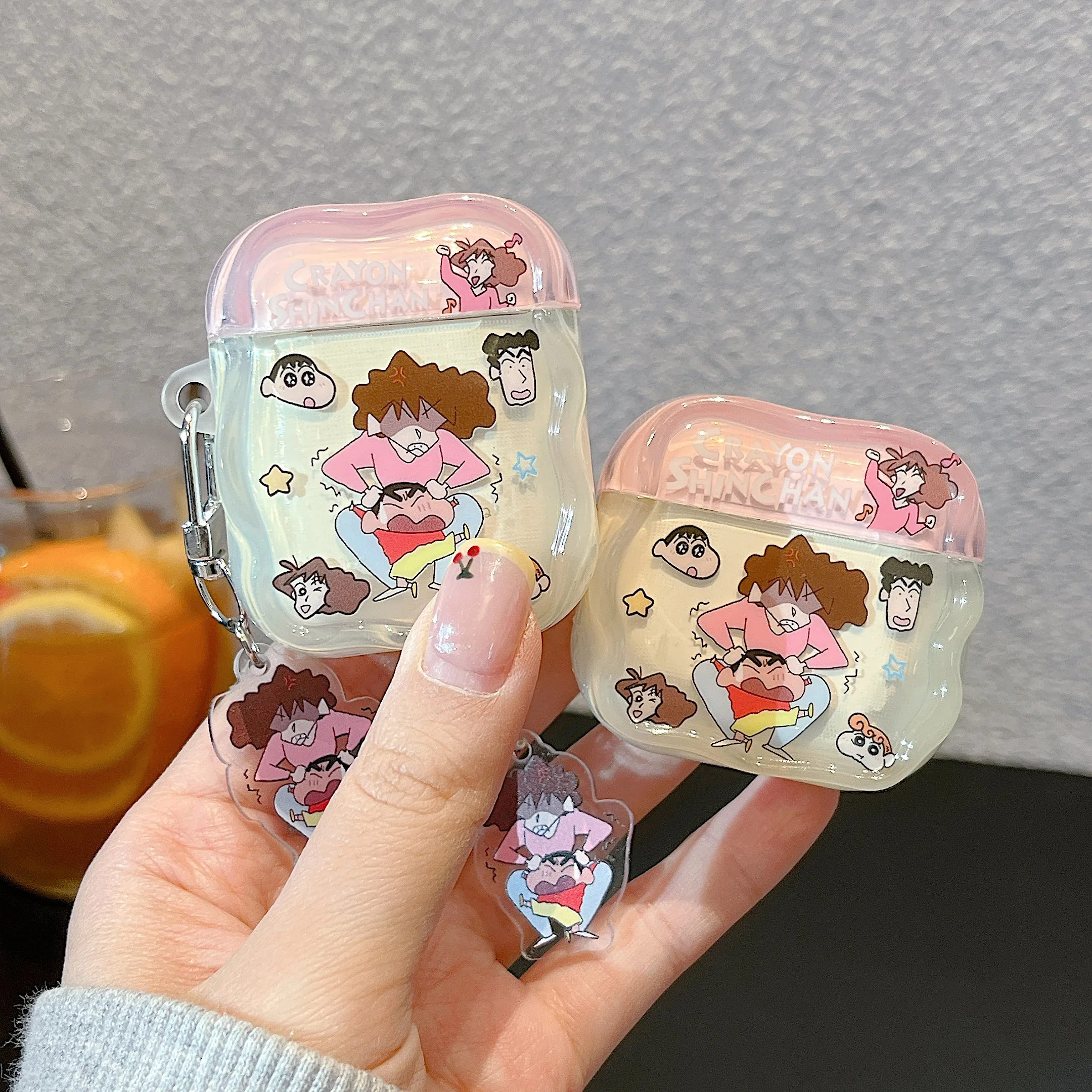 

Fun Daily Edition For CrayonShin-chan&NoharaMisae Headphone Case For Airpods Pro 3 2 Airpods 1 2 3 4 Wth Pendant Wave Edge Cover