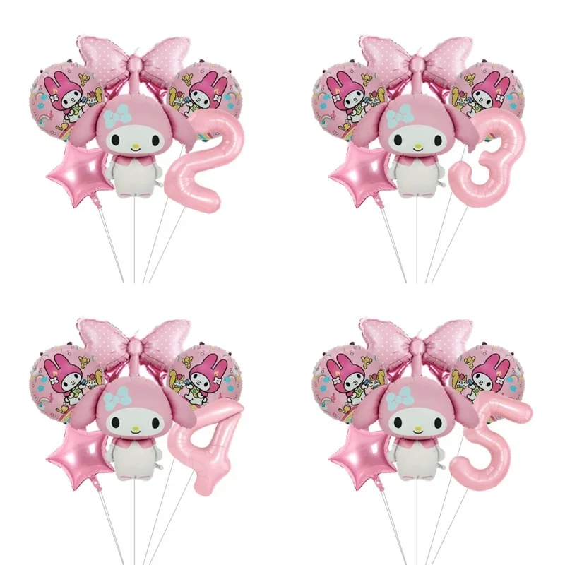 Anime Kawaii My Melody Themen-Folienballons-Set Latexballons Kindergeburtstagsparty-Dekoration Babyparty Zahlenballon Globos – Detail 11