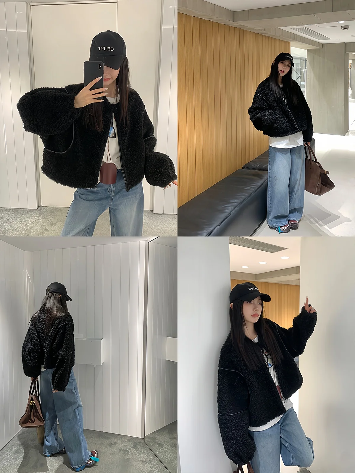 Damska, ocieplana kurtka zimowa, nowa, swobodna, luźna, z futerkiem, ciepła odzież wierzchnia z włókna poliestrowego, długi rękaw, okrągły dekolt, zamek błyskawiczny.