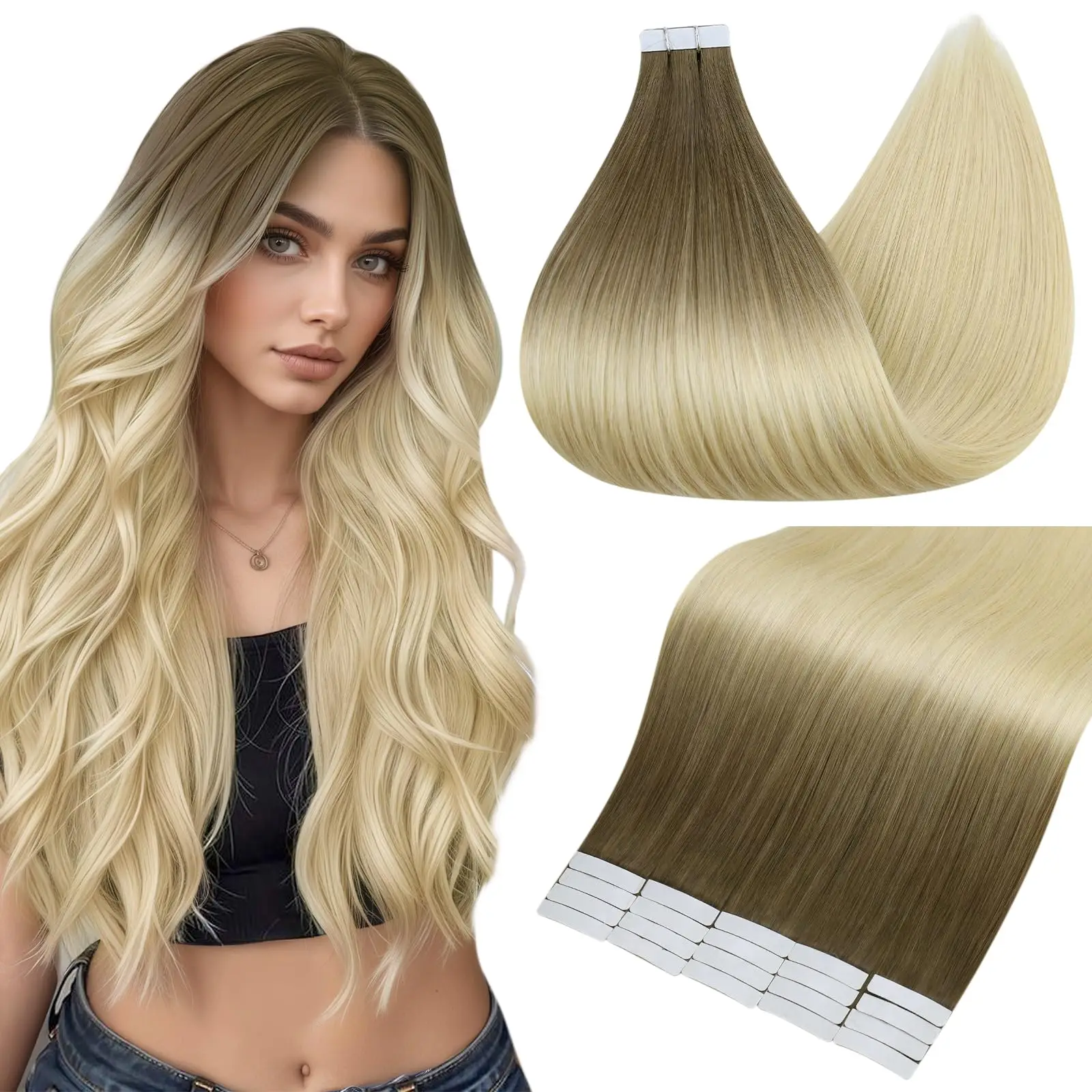 

20pcs Remy Human Hair Tape Extensions 12-26 inch Ultra Thin Weft For A No-Lump Seamless Blend