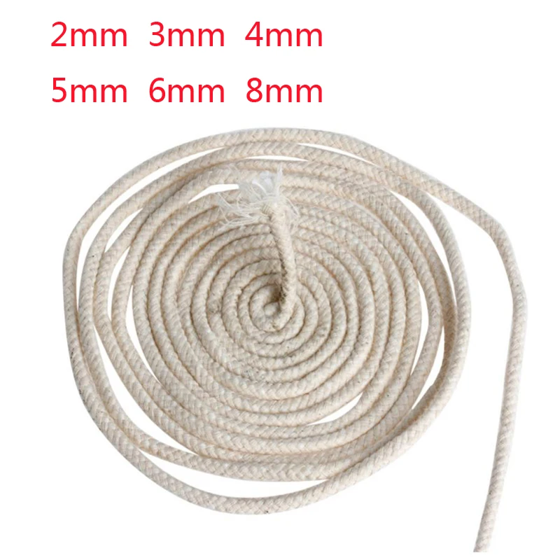 2/3/4/5/6/8mm round cotton wick burner,for Alcohol lamp torch oil wine bottle product-5m