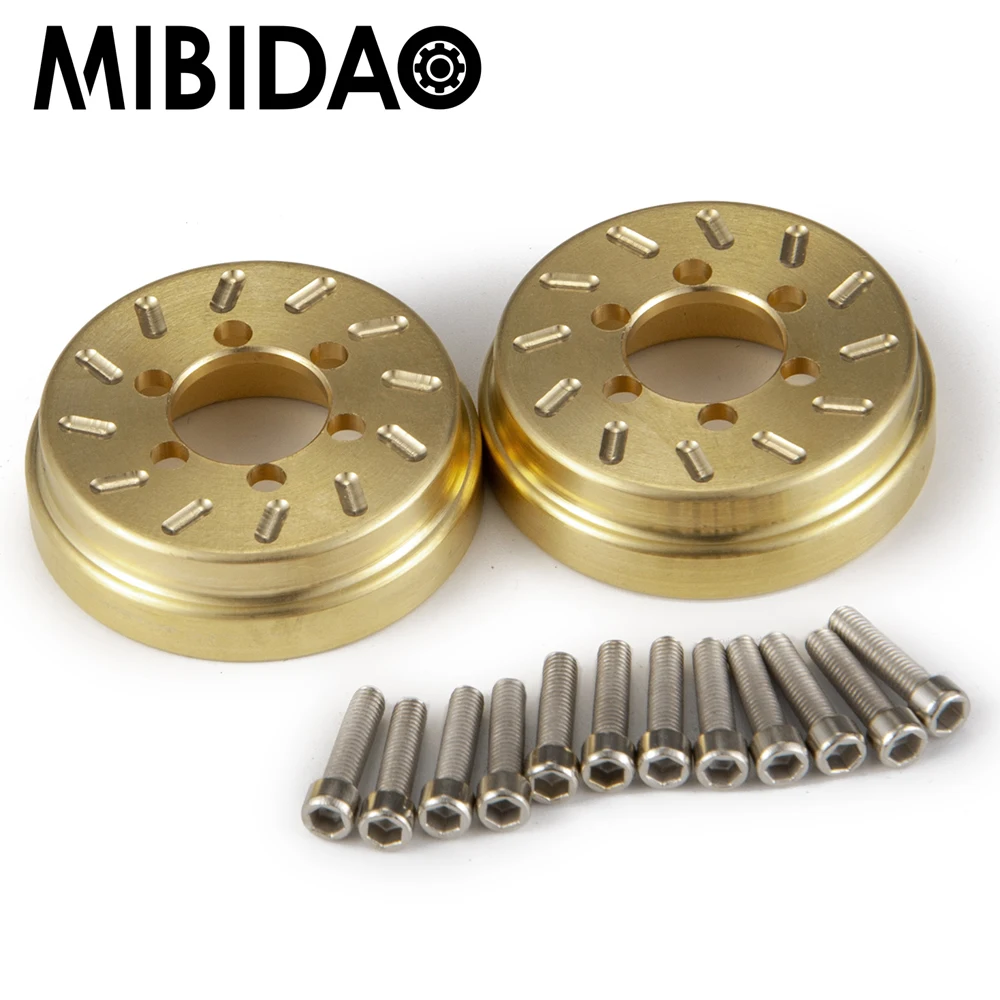 MIBIDAO 1/2Pcs 1.9/2.2 inch Wheels Rims Brass Internal Counterweight for Axial SCX10 Wraith TRX4 1/10 RC Crawler Car Model Parts