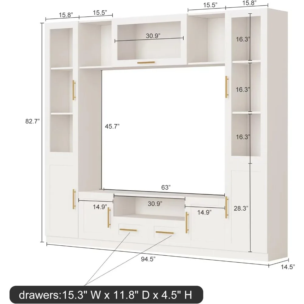 Versatile TV Cabinet with Tempered Glass Doors, Lift Door and Shelves, Large Console Storage Kit, Can Accommodate TVs Up To 70"