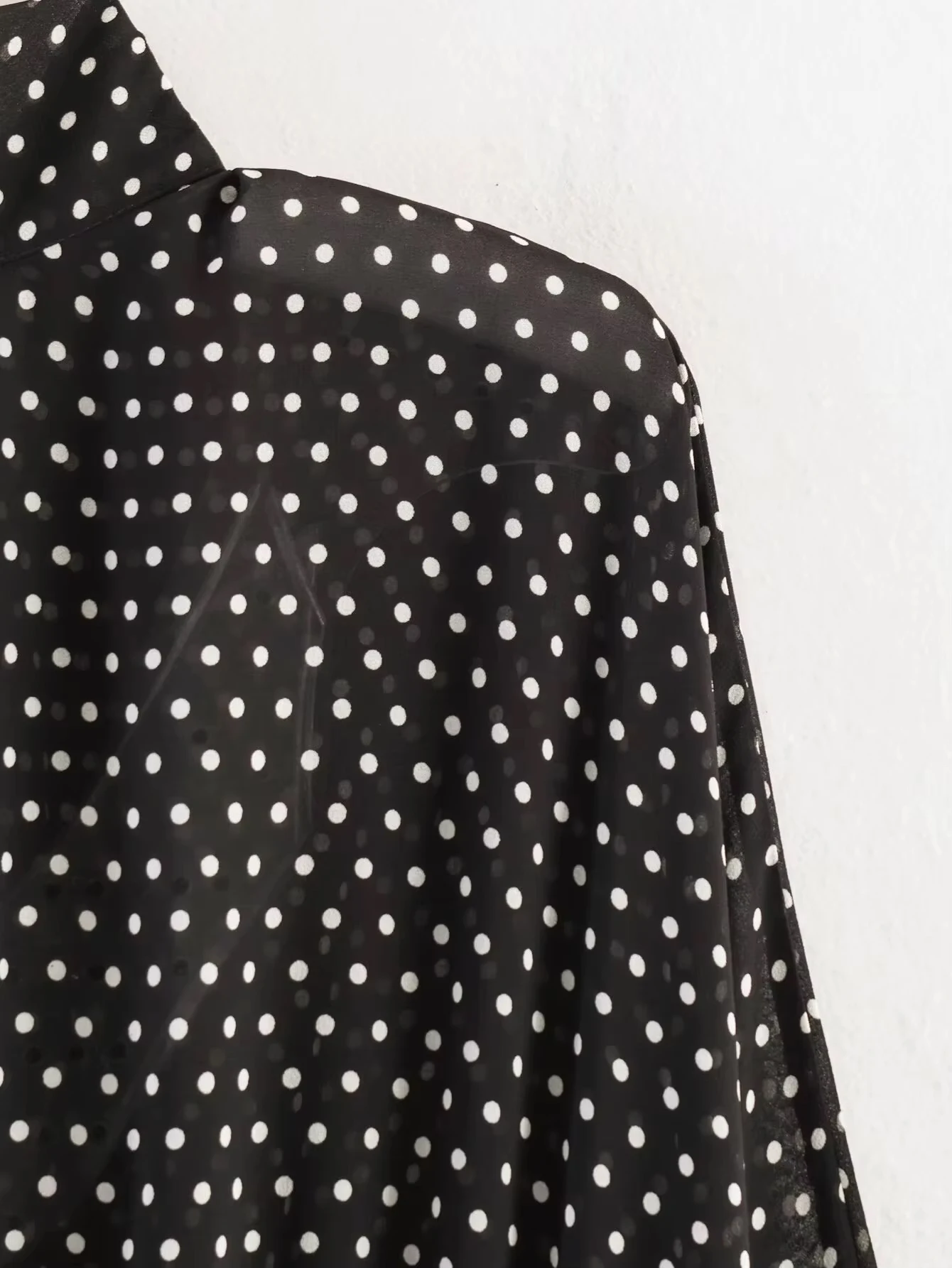 HH Damen Eleganter Polka-Dot-Print Rockanzug Langarm-Oberteil mit Schleife und Schnürung Schicker Plissierter Langer Rock 2026 Mode Streetwear – Detail 7