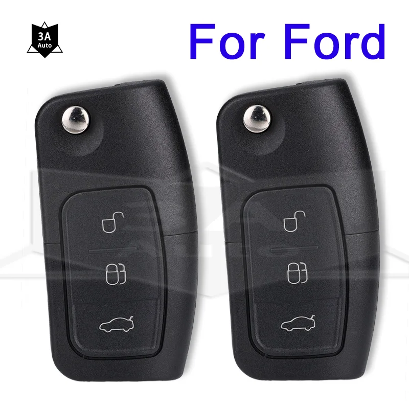 Flip Folding Car Key Shell Case Suitable For Ford Focus Fiesta C-Max K-Uncut Keys 3 Buttons Fob Remote Blank Key Cover