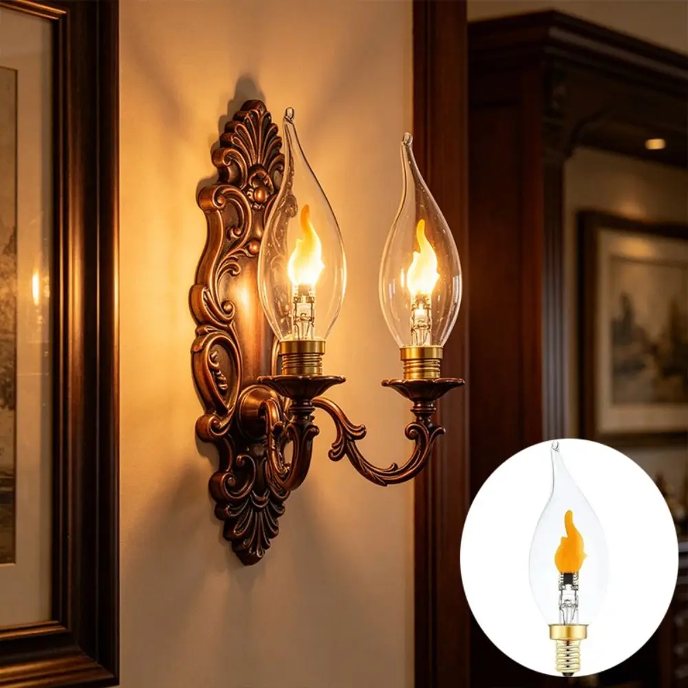 Flickering Glass LED Flame Light Bulb PVC E12/E14/E27 Simulated Fire Lamp 110V 220V Candle Flame LED Bulb Restaurant
