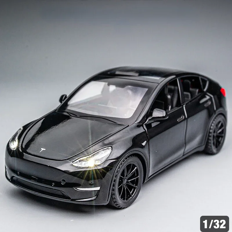 1:32 tesla modelo y puxar para trás som e luz simulação liga modelo de carro brinquedo das crianças ornamento carro liga modelo a963