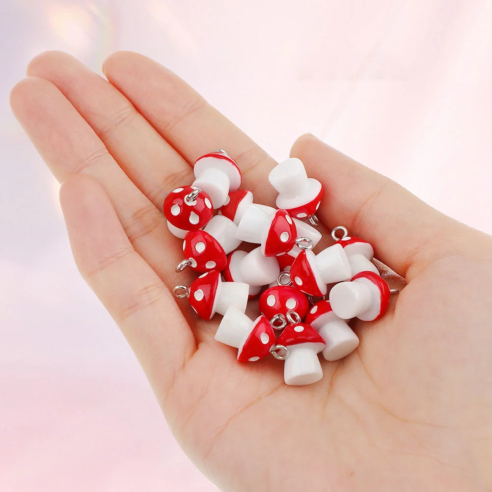 20 Pcs Mushroom Pendant Charm Mushrooms Earrings Keychain Charms Bulk Resin for Jewelry Making