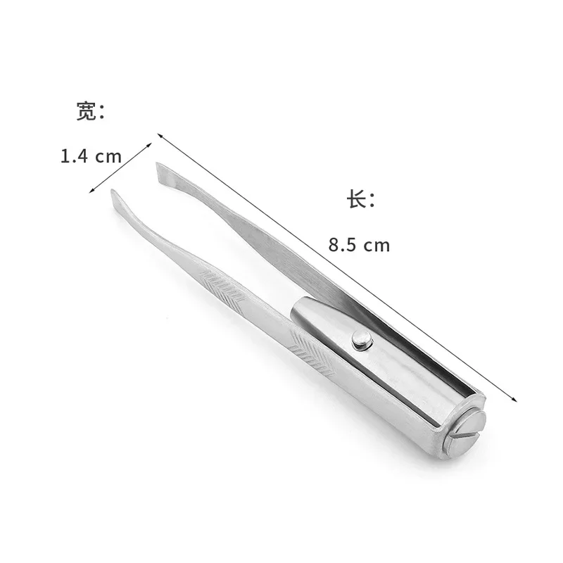 1個入り ポータブル ステンレス製 LEDライト付き メイクアップ用LEDライト付きまつげ眉毛クリップピンセット スマートデザイン脱毛ピンセット メイクアップツール