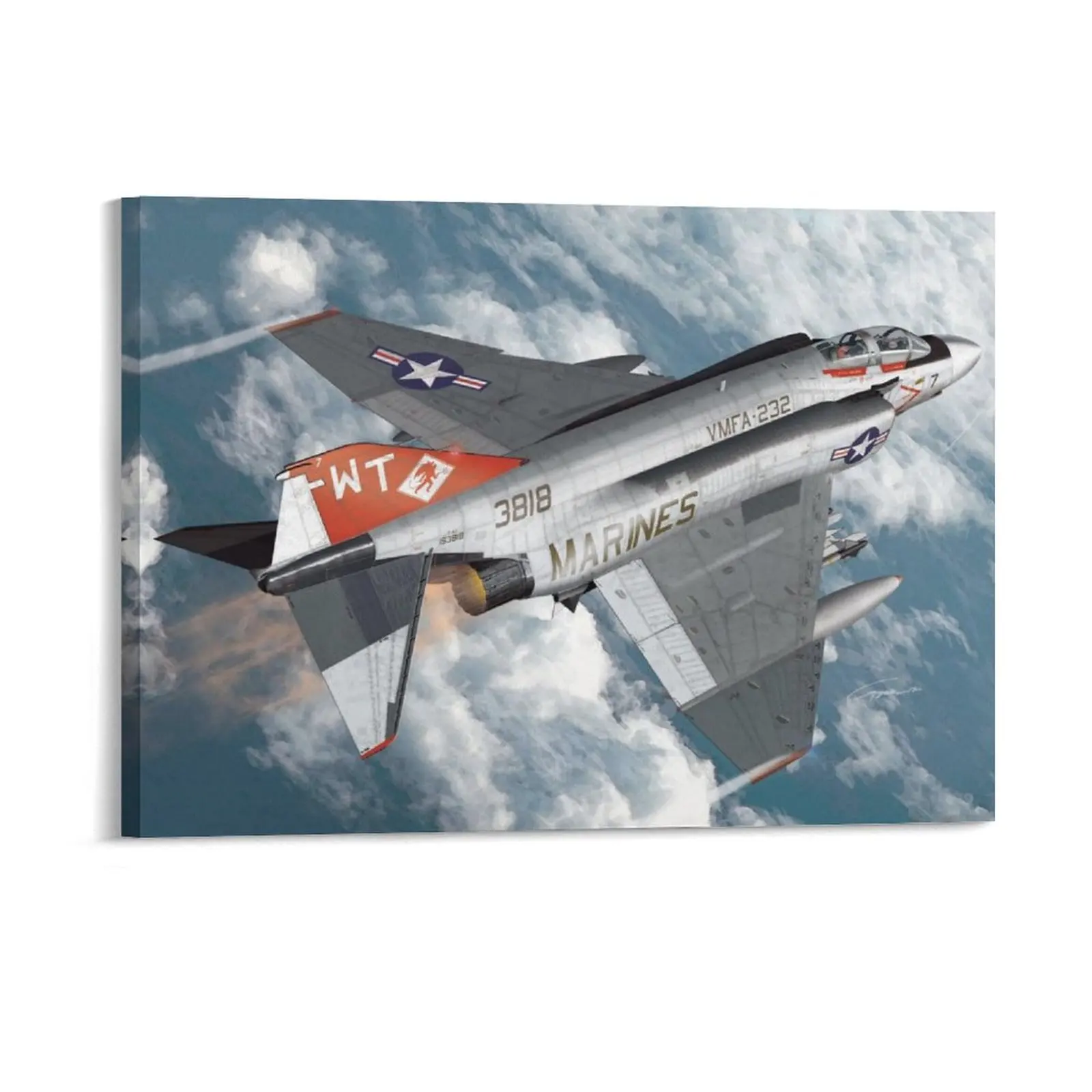 F4 Phantom 2 Fighter Jet Canvas Painting Wall Decor Kitchen Printing Plaques Wall Decor Framed Wall Paintings