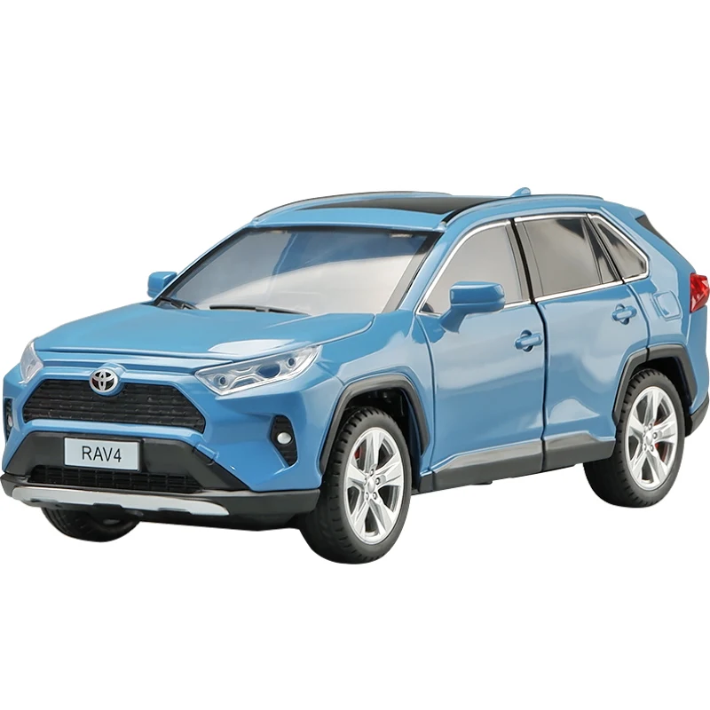 Toyota RAV4 Rong Fang model mobil remote control, mobil mainan remote control acusto-optic 1:2 simulasi multi pintu, ornamen mobil mainan