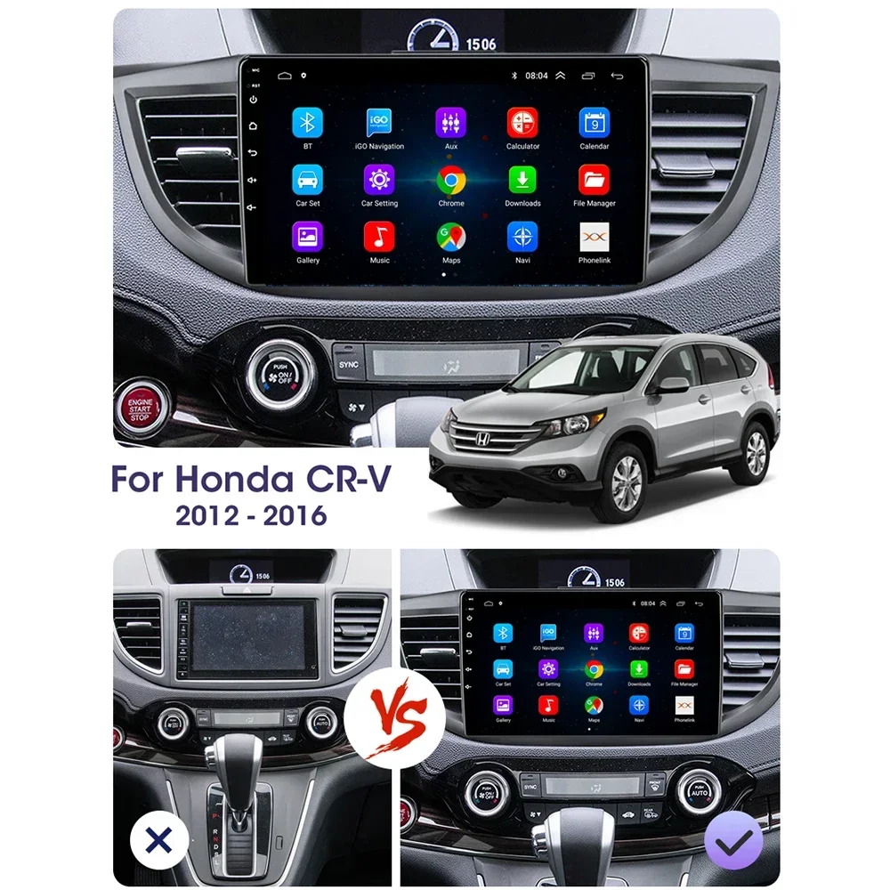 Carplay Android13 Car Radio Multimedia Video Player Navigation GPS For Honda CRV CR-V 2011-2016 Head Unit Only Support 2.0L