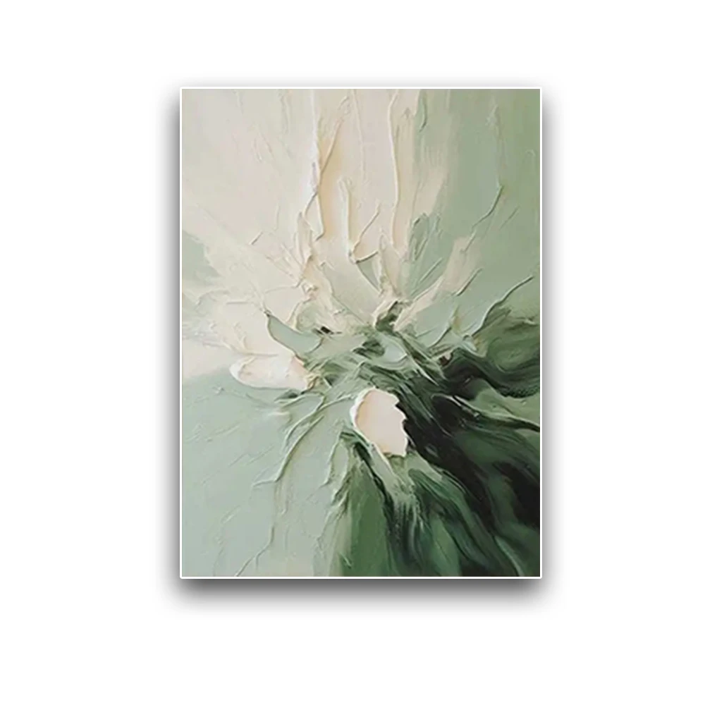 

100% hand drawn white green texture abstract oil painting original wall painting home living room decoration paint interior aest