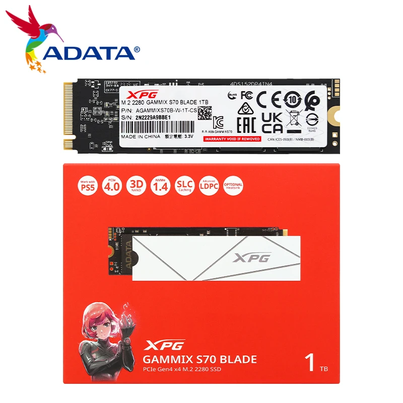 Imagem -03 - Ssd Interno Gammix Adata-xpg para Desktop Gaming S70 Blade Pcie Gen4 x4 M.2 2280 Solid State Drive 2tb Nvme 1.4 Ssd Slc Cache