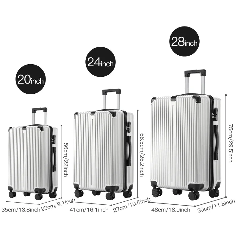 3-Piece Luggage Set with Corner Protectors 20/24/28 Inch Durable Hard Shell 360-Degree Rotating Wheels Multifunctional Capacity