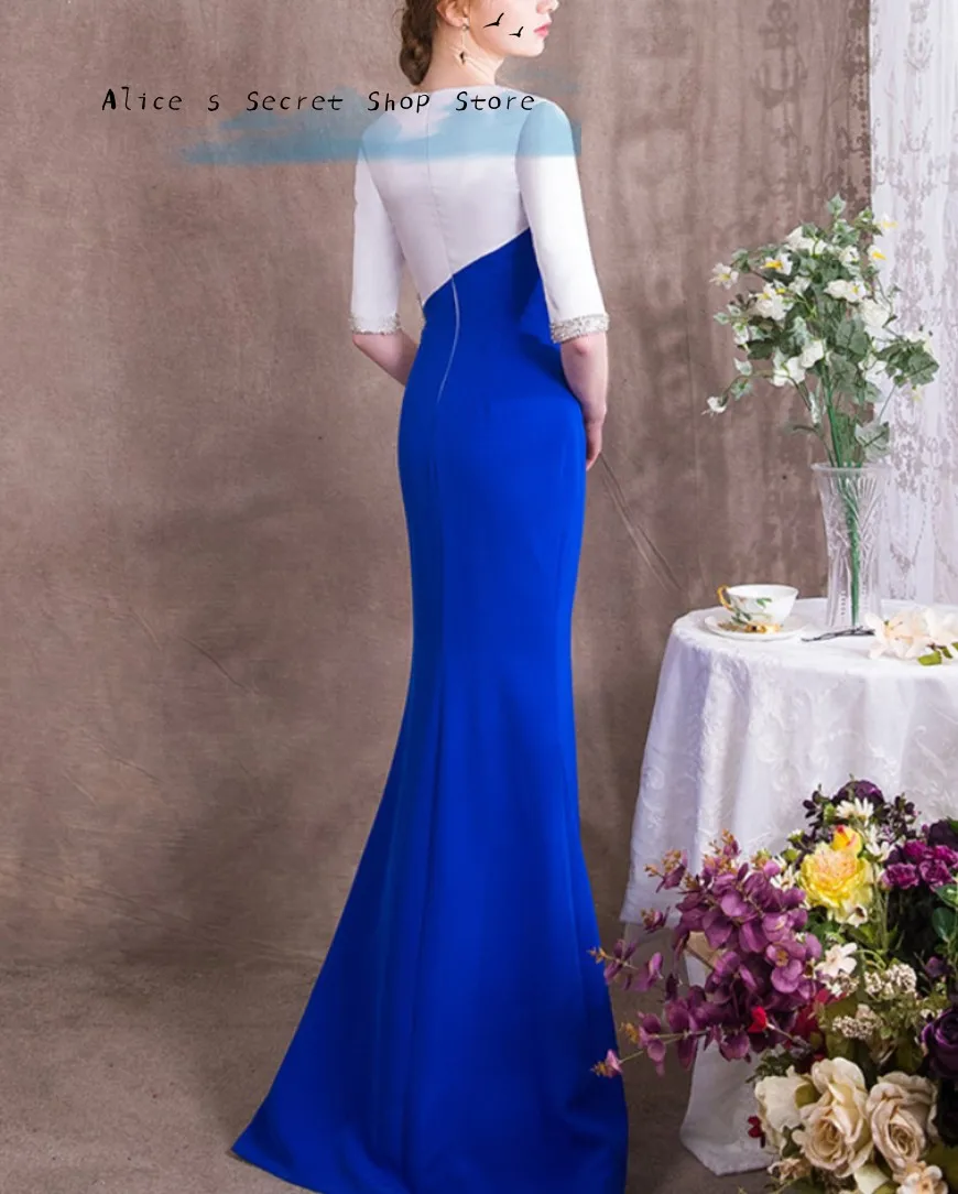 

Elegance Mother of Bride Dresses Sparking Beaded High Neck Half Sleeves Mermaid Evening Gown/Formal Wedding Guest For Women