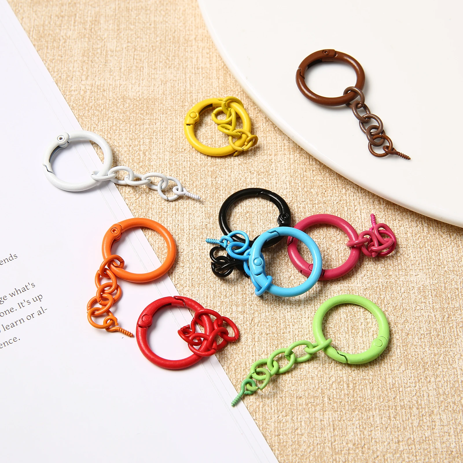 1/2/5/10/20/50 PCS Colorful Metal O Ring With Extension Chain DIY Jewelry Keychain Bag Charm Connector Craft Accessories