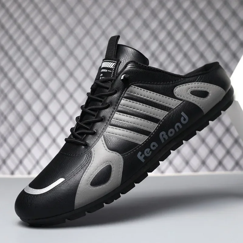 

Мужские тапочки, трендовая обувь Baotou, мужская повседневная обувь на плоской подошве для мужчин, летние дышащие лоферы без шнуровки, мужские кроссовки в полоску