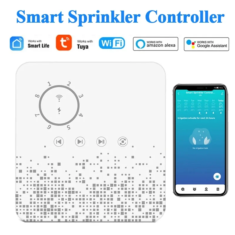 WiFi Sprinkler Controller Smart Irrigation Timer 8 Zones Automatic Watering Device Irrigator Plants Garden Weather Aware