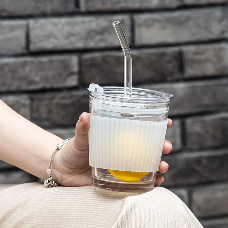 

Transparent Coffee Cup With Lid Cold Brewed Refreshing Forest Style Glass Straw Cup Mini Portable Water Bottle Household Product