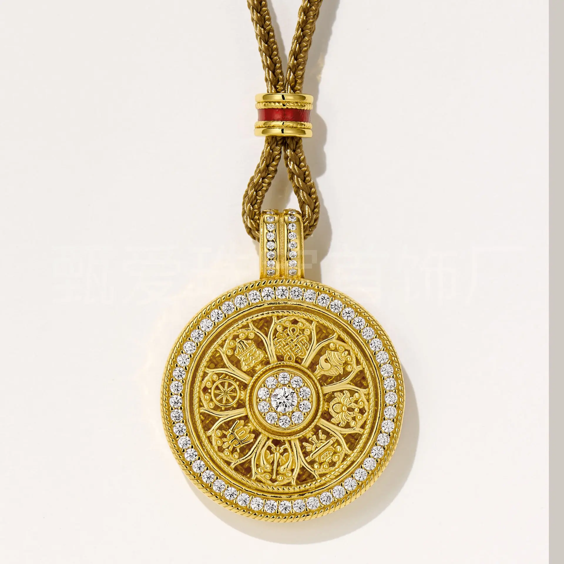 New Chinese 925 Silver Rotating Eight Treasures Compass Pendant Auspicious Totem Time Comes And Goes With Rope Necklace Factory
