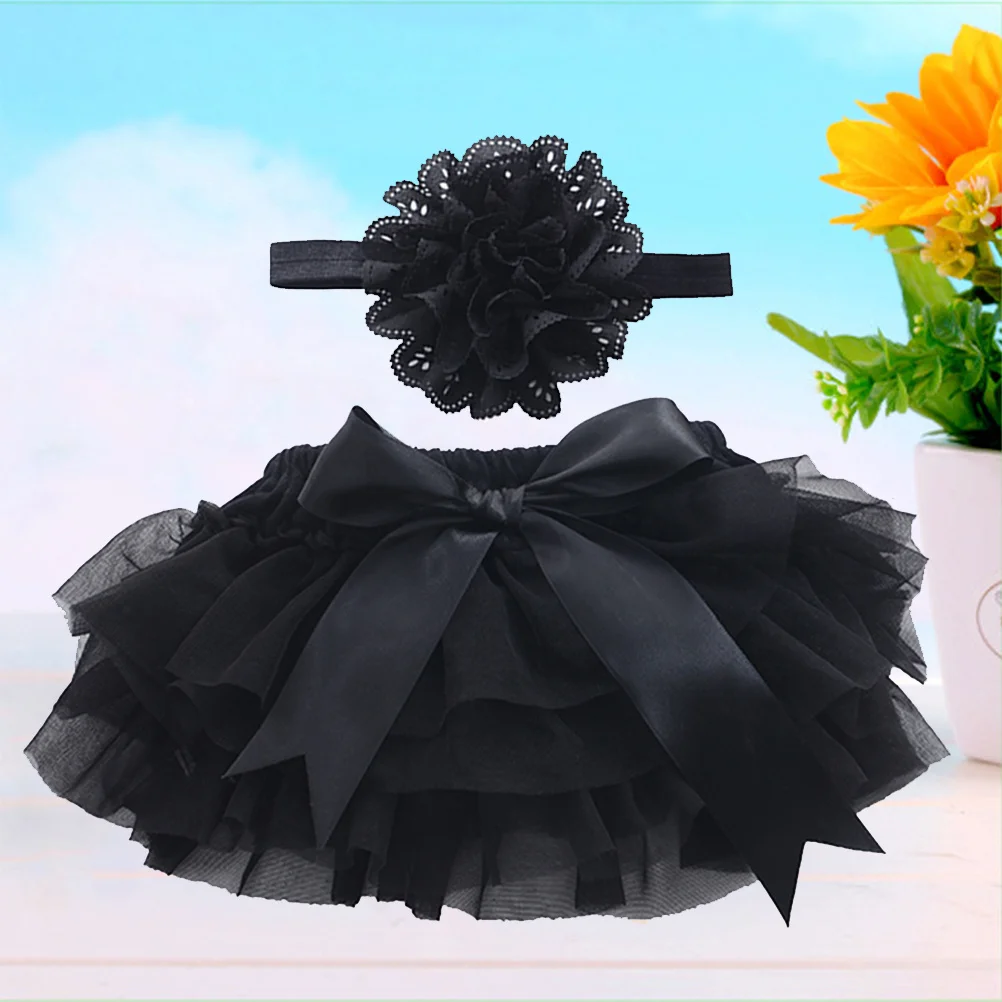 

1Pcs Baby Girls Tutu Skirt Black Size Tulle Layers Satin Waistband Birthday Photography Prop Clothes Accessory