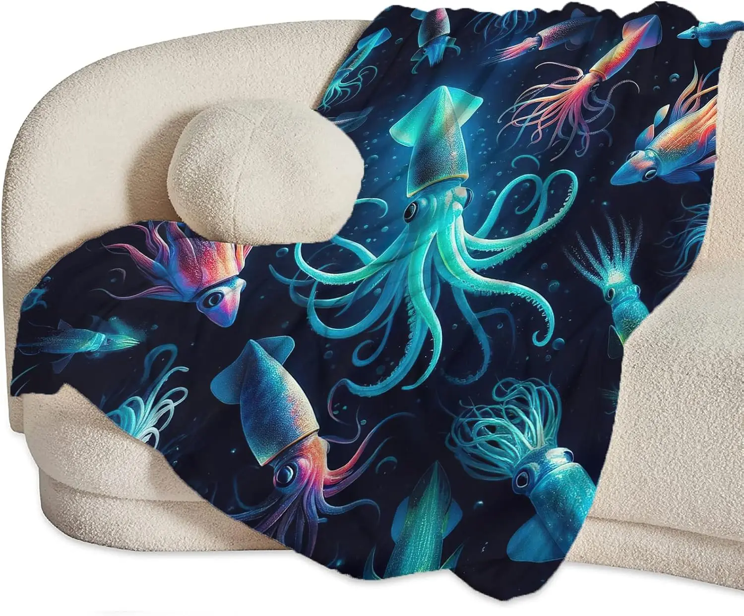 Decorating Squid Lovers Gift Plush Blanket Soft Warm Comfortable Marine Animal Blanket Bed Sofa Living Room