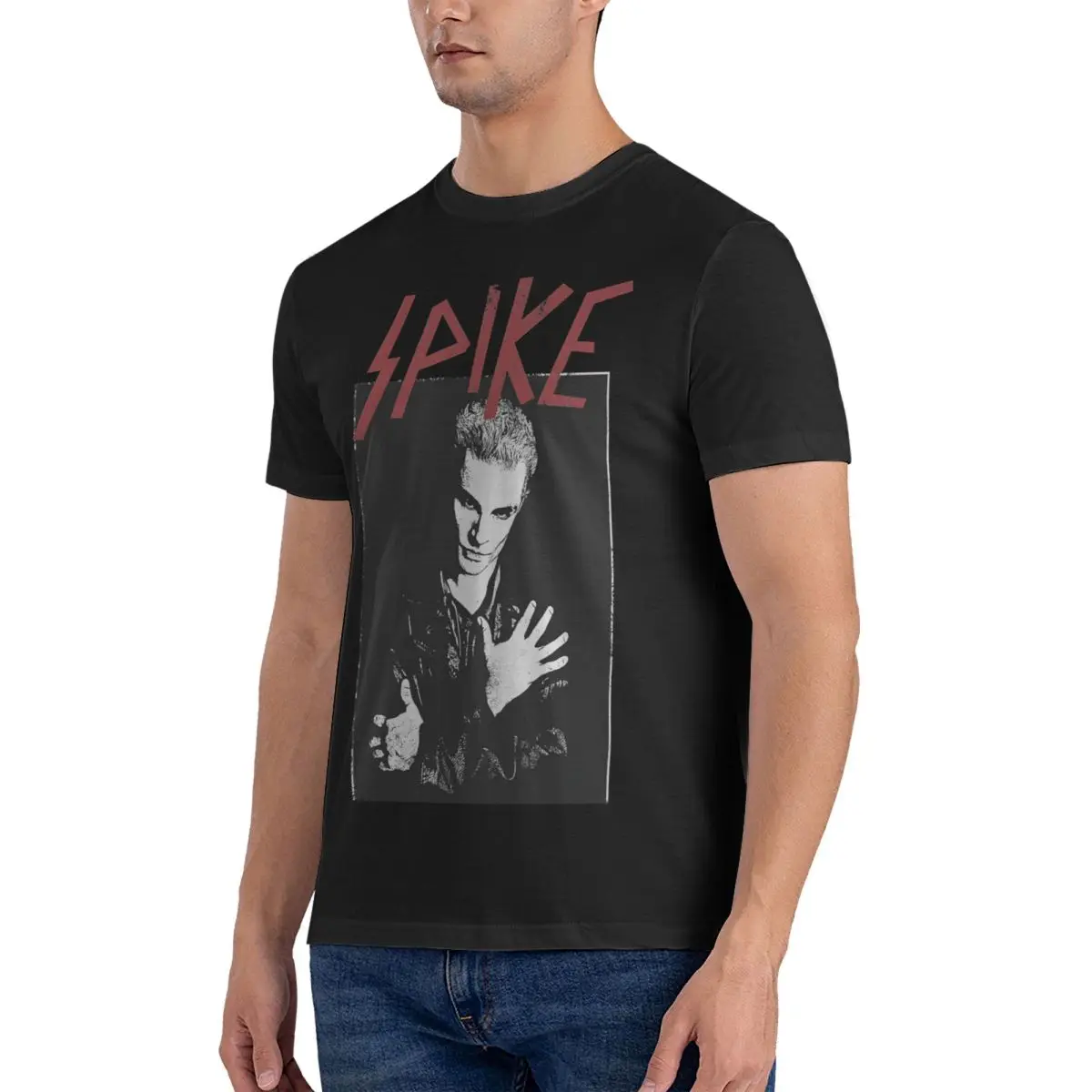 Leisure Punk Rock Spike T-Shirt for Men Round Neck 100% Cotton T Shirts Buffy The Vampire Slayer Tee Shirt clothing tops fugees