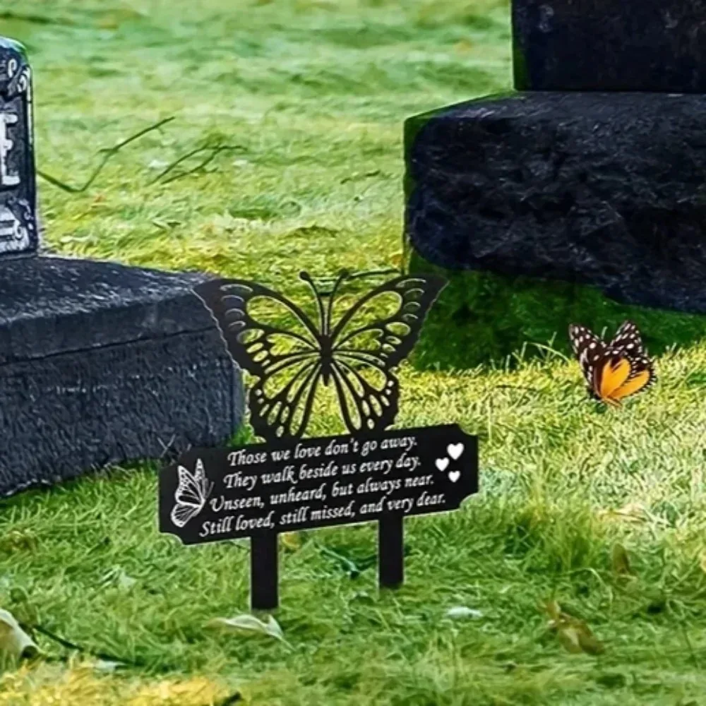 Brand Beautiful Butterfly Garden Stake Iron Yard Art Decor Hanging Ornament For Home