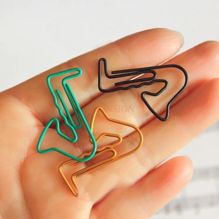 

10pcs Music Stationery Colorful Instrument Shaped Metal Paper Clips Bookmark Clip Organize Ticket Clip