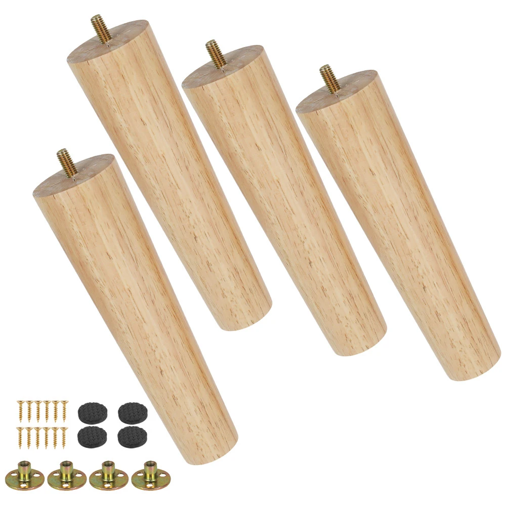 4 Set Wooden Furniture Legs Kit 8/15/20cm Height Replacement Furniture Feet Heavy Duty Table Legs Straight Sloping Sofa Legs