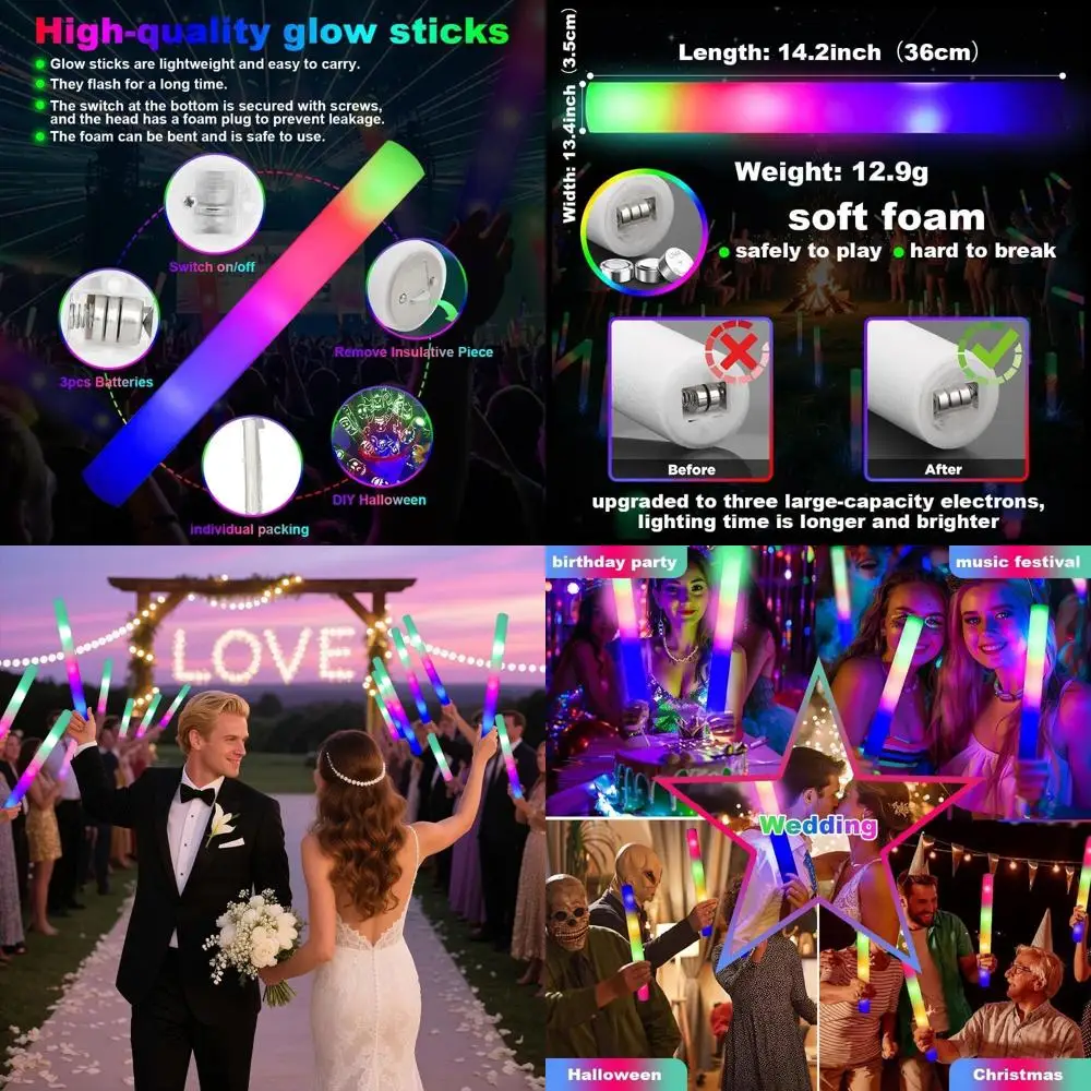 

Набор из 103 светящихся LED-палочек с 3 режимами мигания - товары для вечеринок, свадеб и праздников