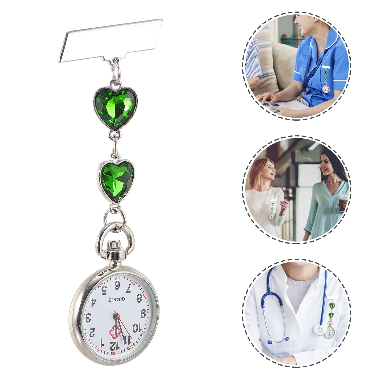 

Peach Heart Nurse Fob Watch Clip-on Zinc Alloy Quartz Hanging Nurse Pocket Watch Fashion Practical Nursing Accessory