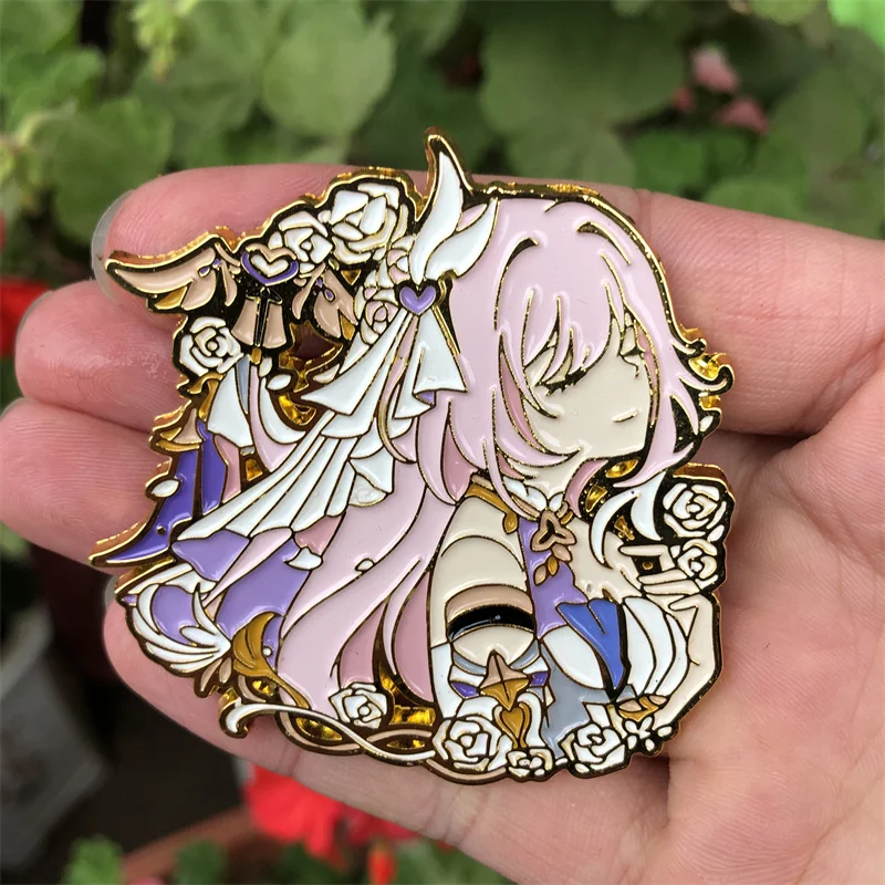 Honkai Impact 3 Elysia Cosplay Props Emblema De Metal Lapela Pin Liga Mochila Broche Acessórios