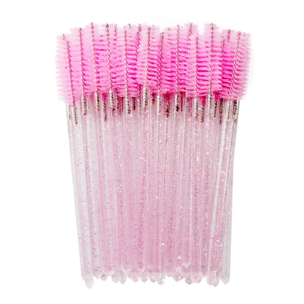 新しい 50 個卸売クリスタルまつげブラシアプリケーターまつげブラシプラスチックマスカラワンドまつげエクステンションメイクアップ美容