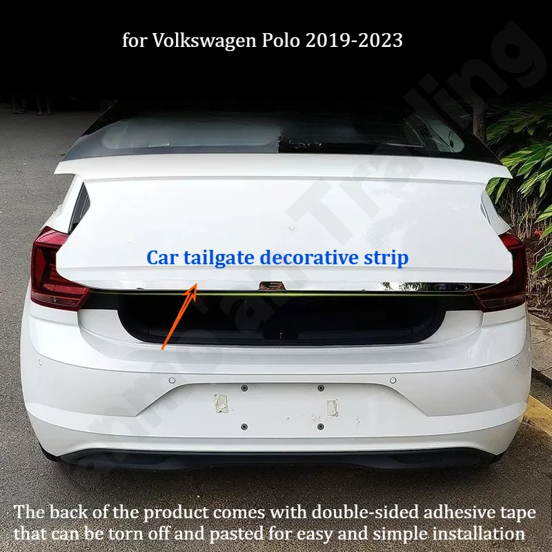 for Volkswagen Polo-Plus 2019-2023 Trunk light strip/body tailgate decorative sticker/stainless steel exterior products