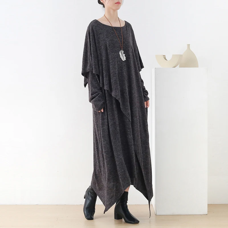 Autumn Winter Loose Long Knitted Dresses Women Korea Fashion Casual Solid Elasticity Knit Bottoming Dress Vestidos Mujer Robe