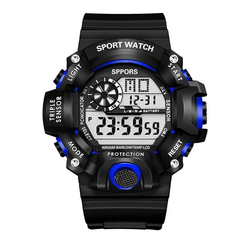 Relógio multifunções ao ar livre pulseira de borracha esporte digital relógio luminoso dial casual moda wirstwatch para homem relogio masculino