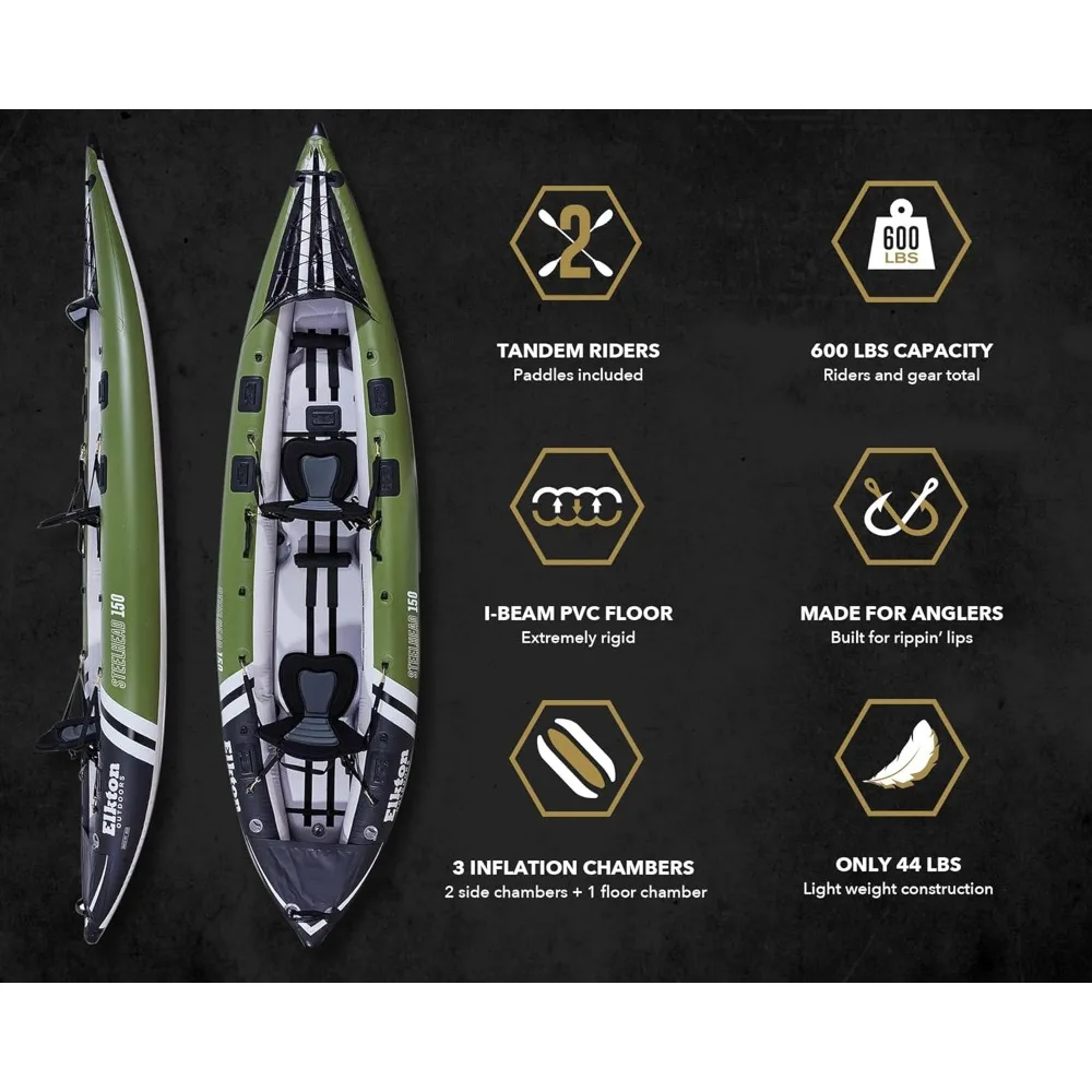 Aufblasbares Angelkajakboot mit Steelhead