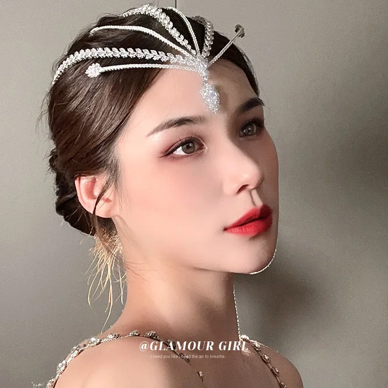 Leaf Flower Wedding Bride Headband Princess Bridal Zircon Tiaras Headwear for Women Prom Party Headpieces Hair Accessories