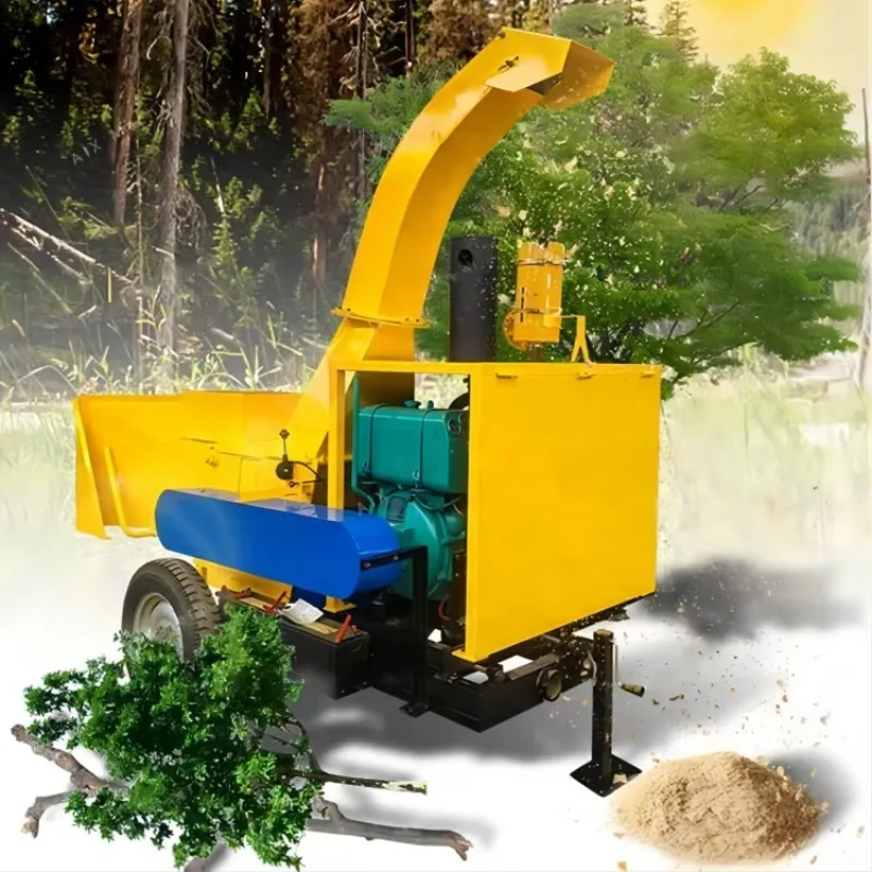 Customized YB-6130 Hicas Electric Wood Drum Chipper Machine With 22KW Motor & Pump For Tree Branch Log Shredding